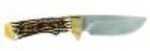 Uncle Henry 182UHCP Elk Hunter Full Tang 3.83" Fixed Drop Point Plain 7Cr17MoV High Carbon SS Blade Staglon With Brass G
