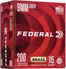 9mm Luger 115 Grain FMJ 200 Rounds Federal Ammunition