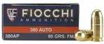 380 ACP 95 Grain Full Metal Jacket 50 Rounds Fiocchi Ammunition