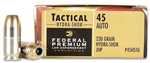 Link to 45 ACP 230 Grain Jacketed Hollow Point Hydrashock 20 Rounds by FEDERAL AMMUNITIONPersonal defense situations arenâ€™t planned. They happen without warning and are decided in a matter of seconds. Federal Premium handgun loads are the best around. We offer a full range of popular and effective loads to meet your specific personal defense needs Muzzle Velocity 900 fps Muzzle Energy 414 ft lbs