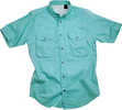 Short Sleeve Seafoam Poplin Fishing Shirt Size 3XL