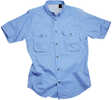 Short Sleeve Ocean Blue Poplin Fishing Shirt Size Large