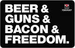 TekMat TEKR17BGBF Black/White Rubber 17" Long 11" X "Beer & Guns Bacon Freedom" Illustration