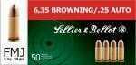 25 ACP 50 Grain Full Metal Jacket Rounds Sellior & Bellot Ammunition