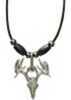 Little D Drop Tine Skull Pendant Necklace W/Black Bone 20" 1 3/16"X1 5/16"