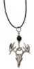 Little D Drop Tine Skull Pendant Necklace W/Black/Silver Accents 16" 1 3/16"X 1 5/16"