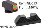 AmeriGlo Sight Fits Glk 17 19 22 23 24 26 27 33 34 35 37 38 39 Green Tritium Orange Outline Front Black Serrated Round N