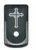 Bastion Magazine Base Plate Cross Black and White Fits Glock 43 BASGL-43-MAGEXT-CRUCFX