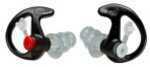 EP4 Sonic Defenders Plus 1 Pair - Medium Black 24Db NRR With Attached Stopper Plugs inserted 3-Flange Earplug Tr