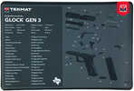 TekMat TEKR17GLOCKG3 Black/White Rubber 17" Long 11" X 17" Glock Gen3 Parts Diagram Illustration