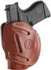1791 Gunleather 3WH2CBRA 3 Way Brown Leather OWB for Glock 42/Ruger LCP/S&W Bodyguard Ambidextrous Hand