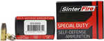 Link to SinterFire Ammunition Is Designed To Increase Safety And Minimize The Environmental concerns From Lead. The Ammunition Is Loaded With SinterFire projectiles According To The Specific Product Line Of Choice.  The Special Duty Line features Lead Free Frangible Hollow Point Projectile And Is Ideal For Self-Defense.