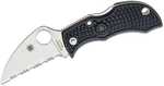 Spyderco MBKWSB Manbug 1.91" Folding Wharncliffe Serrated Non-Reflective Black TiCN Vg-10 SS Blade, Black Textured FRN H