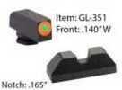 AmeriGlo GL351 UC Set Sight Fits Glock 42/43 Tritium/Paint Green w/Orange Outline Front Steel Black Rear