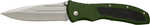 AMERICAN BUFFALO KNIFE AND TOOL Large Liner Lock 3" Plain Edge Blade OD Green/Black