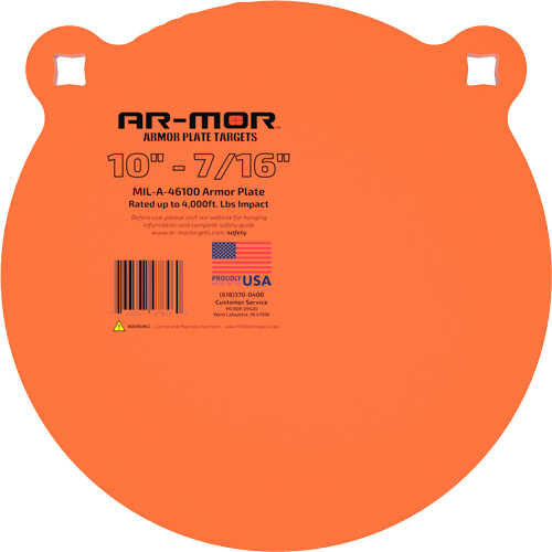 Ar-mor 10" Mil46100 Steel Gong 7/16" Thick Orange Round