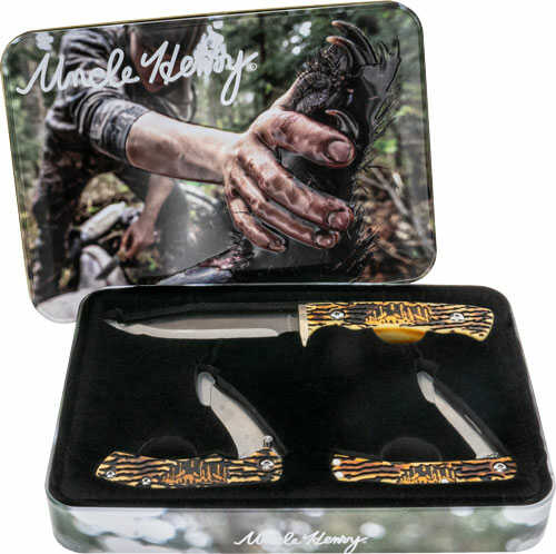 Uncle Henry Knife 3Pc Fixed Wolf Gift Set W/Tin Promo Q4
