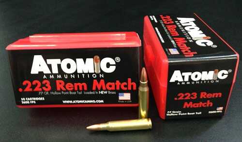 223 Rem 77 Grain Hollow Point Boat Tail 20 Rounds Atomic Ammunition Remington