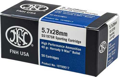 FN Ammo SS197SR 5.7X28 40 Grain Horn V-MAX 50 Rounds Model: 10700017