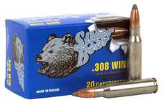 308 Win 140 Grain Soft Point 20 Rounds Silver Bear Ammunition 308 Winchester