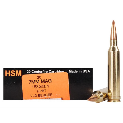 7mm Rem Mag 165 Grain Boat Tail 20 Rounds HSM Ammunition 7mm Remington Magnum