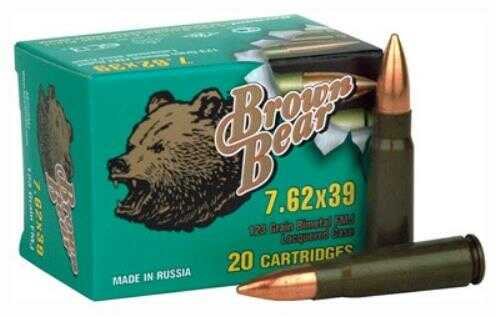 7.62X39mm 123 Grain Full Metal Jacket 500 Rounds Brown Bear Ammunition