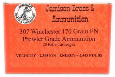 307 Win 170 Grain Jacketed Flat Point 20 Rounds Jamison Ammunition 307 Winchester