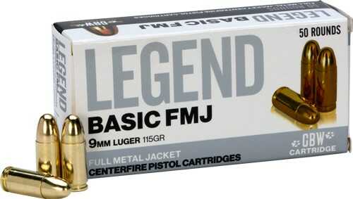 9mm Luger 115 Grain Full Metal Jacket 50 Rounds GBW Ammunition