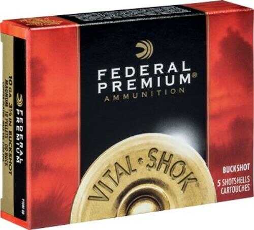 Federal P108F00 Premium Vital-Shok 10 Gauge 3.5" 18 Pellets 00 Buck Shot 5 Box