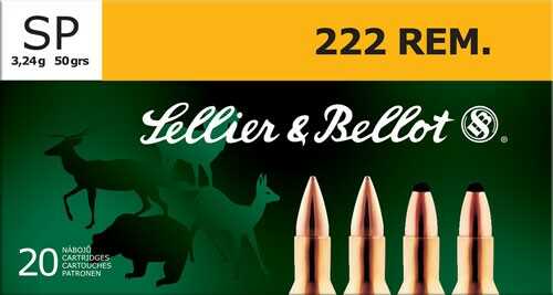 222 Rem 50 Grain Soft Point 20 Rounds Sellior & Bellot Ammunition 222 Remington