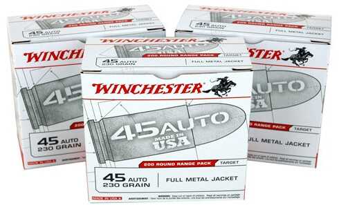 45 ACP 230 Grain Full Metal Jacket 600 Rounds Winchester Ammunition