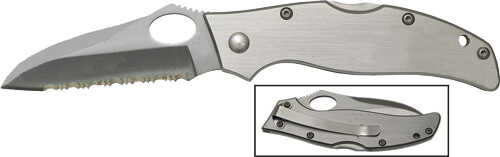 ABKT Flash LOCKBACK 3" SRRTD Blade SS Handle W/Pocket Clip