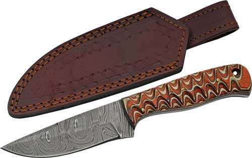 Szco Rite Edge 4" Red Twisted Wood Hunter Damascus With Sheath