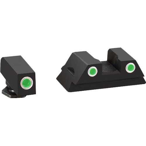 AmeriGlo SG181 Tall Suppressor Height Sight Most Sig Green Tritium w/White Outline Black