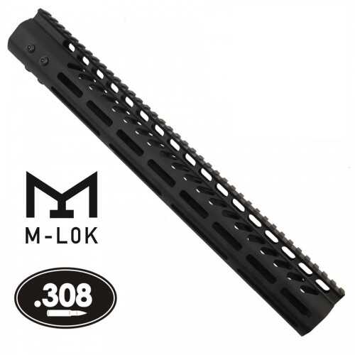 Guntec USA 15" Ultra Lightweight Thin M-LOK System Free Floating Handguard With Monolithic Top Rail (.308 Cal)